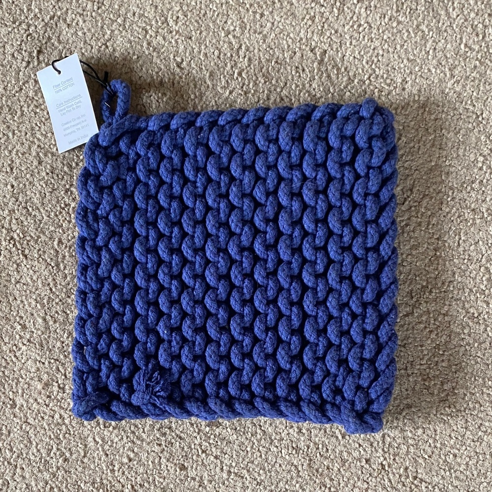 Creative Co-Op Deep Blue Chunky Knit Trivet